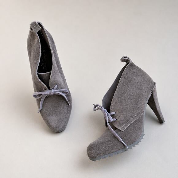Pedro Garcia Shoes - Pedro Garcia Gray Suede Yasu Chukka Platform Heel Ankle Boots, Size 41/US 11